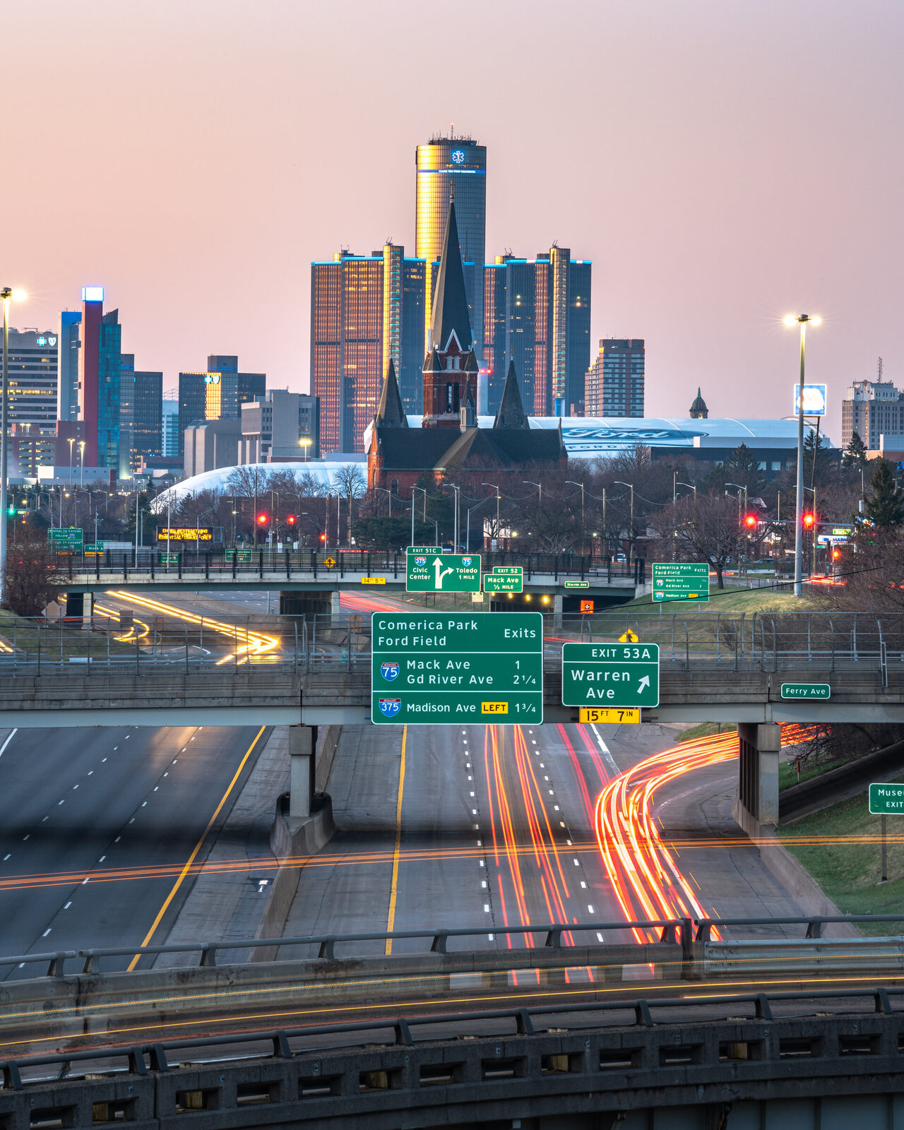 Old vs. New — Detroit skyline